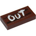 LEGO Reddish Brown Tile 1 x 2 with &quot;OUT&quot; on Wood Effect Sticker with Groove (3069)