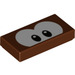 LEGO Reddish Brown Tile 1 x 2 with Stingby Eyes with Groove (3069 / 94924)