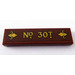 LEGO Reddish Brown Tile 1 x 4 with Gold Decoration and &#039;N° 30T&#039; Sticker (2431)