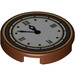 LEGO Reddish Brown Tile 2 x 2 Round with Clock with Roman Numerals with Bottom Stud Holder (14769 / 27347)