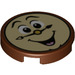 LEGO Reddish Brown Tile 2 x 2 Round with Cogsworth Face with Bottom Stud Holder (14769 / 38620)