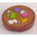 LEGO Reddish Brown Tile 2 x 2 Round with Paint Stains Sticker with Bottom Stud Holder (14769)