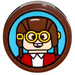 LEGO Reddish Brown Tile 2 x 2 Round with Picture of Child with Aviator Cap (Ellie) Sticker with Bottom Stud Holder (14769)