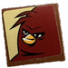 LEGO Reddish Brown Tile 2 x 2 with Dark Red Angry Bird Sticker with Groove (3068)