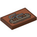 LEGO Reddish Brown Tile 2 x 3 with GothCorp Logo Sticker (26603)