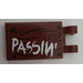 LEGO Reddish Brown Tile 2 x 3 with Horizontal Clips with &quot;Passin&#039;&quot; on Wood Effect Background Sticker (&#039;U&#039; Clips) (30350)