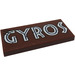 LEGO Reddish Brown Tile 2 x 4 with &#039;GYROS&#039; Sticker (87079)