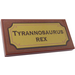 LEGO Reddish Brown Tile 2 x 4 with &#039;TYRANNOSAURUS REX&#039; Sticker (87079)