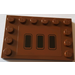 LEGO Roodachtig Bruin Tegel 4 x 6 met Studs Aan 3 Edges met Drie Zwart Rectangular Lucht Vents Patroon Sticker (6180)