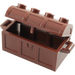 LEGO Roodachtig Bruin Treasure Chest met Deksel (Dik scharnier met sleuven aan de achterkant)
