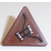 LEGO Brun rougeâtre Triangulaire Sign avec Poignées, Noir Line (Droite) Autocollant avec clip fendu (30259)
