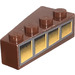 LEGO Reddish Brown Wedge Brick 2 x 4 Right with 4 Yellow Windows Sticker (41767)