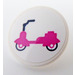 LEGO Roadsign Clip-on 2 x 2 Round with Dark Pink Scooter Sticker (30261)