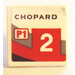 LEGO Roadsign Clip-on 2 x 2 Square with CHOPARD P1 2 left Sticker with Open &#039;O&#039; Clip (15210)