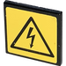 LEGO Roadsign Clip-on 2 x 2 Square with Electricity Danger Sign Sticker with Open &#039;U&#039; Clip (15210)