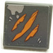 LEGO Roadsign Clip-on 2 x 2 Square with Orange Scratches and Small Metallic Silver Damage Sticker with Open &#039;O&#039; Clip (15210)