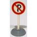 LEGO Round Road Sign with parking forbidden pattern with base Type 1