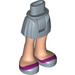 LEGO Sand Blue Hip with Basic Curved Skirt with Sand Blue Shoes with Magenta Stripe with Thick Hinge (23896 / 92820)