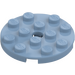 LEGO Sand Blue Plate 4 x 4 Round with Hole and Snapstud (60474)