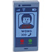 LEGO Sand Blue Tile 1 x 2 with &quot;Wong&quot; Calling on Mobile Phone with Groove (3069 / 104125)