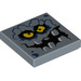 LEGO Zandblauw Tegel 2 x 2 met Brickster Face met groef (3068 / 30297)