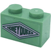 LEGO Sand Green Brick 1 x 2 with Honeydukes in Diamond Sticker with Bottom Tube (3004)