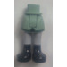 LEGO Verde sabbiato Fianco con Basic Curvo Gonna con Medium Stone Grigio Gambe e Nero Boots con cerniera spessa (35614)