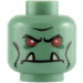 LEGO Sand Green Minifigure Head with Red Eyes, Black Cheek Lines and Two Upwards Fangs (Safety Stud) (3626 / 61331)