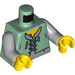 LEGO Sand Green Peasant Torso Laced Vest over Grey Undershirt (973 / 76382)