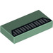 LEGO Sand Green Tile 1 x 2 with Black and Silver Grille 8649 with Groove (3069 / 96155)