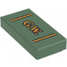 LEGO Sand Green Tile 1 x 2 with Groove with ‘G.W.’