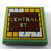LEGO Sand Green Tile 2 x 2 with Gold and Silver &#039;CENTRAL ST.&#039; Sticker with Groove (3068)
