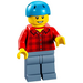 LEGO Scooter Rider with Red Plaid Shirt Minifigure