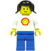 LEGO Shell Worker mit Schwarz Haar und Kurz Pigtails Minifigur