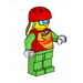 LEGO Skier - Rood en Bright Green Snowsuit minifiguur