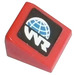 LEGO Slope 1 x 1 (31°) with 'WR' and half globe (left side) Sticker (35338)