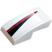 LEGO Slope 1 x 2 Curved with Red and Black Stripe Left Sticker (11477)