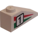 LEGO Steigung 1 x 3 (25°) mit &quot;1&quot;, Green/rot Streifen (Recht) Aufkleber (4286)