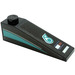 LEGO Slope 1 x 4 x 1 (18°) with Logo Petronas, Dark Turquoise Triangle and Silver Line on Both Side Sticker (60477)