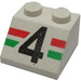 LEGO Pendenza 2 x 2 (45°) con Nero &quot;4&quot; e Verde e Rosso Strisce (3039)