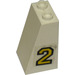LEGO Pente 2 x 2 x 3 (75°) avec Number 2 Autocollant Goujons creux, surface rugueuse (3684)