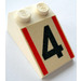 LEGO Helling 2 x 3 (25°) met Zwart &quot;4&quot; en Rood Strepen met ruw oppervlak (3298)