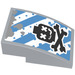 LEGO Helling 2 x 3 Gebogen met Diagonal Azure Strepen, Zwart Lego Schedel en Crossbones Sticker (24309)