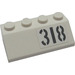 LEGO Slope 2 x 4 (45°) with &#039;318&#039; (Left) Sticker with Rough Surface (3037)