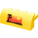 LEGO Helling 2 x 4 x 1.3 Gebogen met Zwart Palm Boom en Geel Sun Sticker (6081)