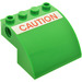 LEGO Helling 4 x 4 x 2 Gebogen met &#039;CAUTION&#039; Sticker (61487)