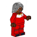 LEGO Soccer Player, Female, Rood Uniform, Zwart Haar minifiguur