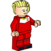 LEGO Soccer Player, Female, Rood Uniform, Blonde Haar Swept Rug minifiguur