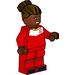 LEGO Soccer Player, Female, Red Uniform, Dark Brown Hair with Bun Minifigure