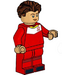 LEGO Soccer Player, Female, Rood Uniform, Reddish Brown Golvend Haar minifiguur